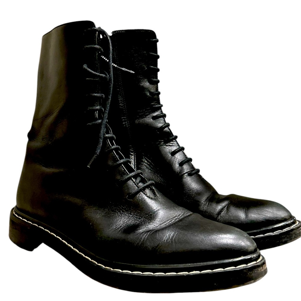 THE ROW Fara Lace Up Boots in Black